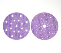 Disque de film crochet en céramique OEM de 6 pouces Papier de verre automobile durable avec multi-trous Disques de ponçage à film crochet violet