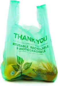 Bolsa de Plástico Biodegradable para Supermercado, Bolsa de Compras, Bolsa Personalizada Tipo Camiseta con Logotipo Propio para Empacar Alimentos y Vegetales - Product Image 2