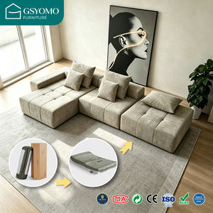 Divano Angolare Moderno in Tessuto Stile Puff Tufted a Forma di L, Divano Modulare Componibile per <span class=keywords><strong>Soggiorno</strong></span>, Set di Divani Compressi Sottovuoto - Product Image 1