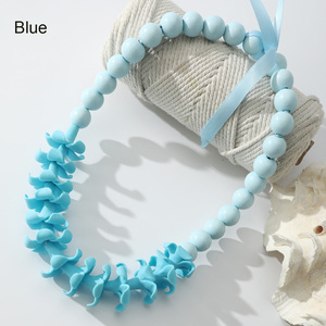 Gioielli Hawaiani all'Ingrosso, <span class=keywords><strong>Collane</strong></span> Artigianali con <span class=keywords><strong>Perline</strong></span> in <span class=keywords><strong>Legno</strong></span> e Ciondoli Floreali in Argilla Colorata, Gioielli in Stile Spiaggia Tropicale - Product Image 4