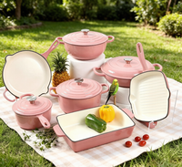 Ensemble de 11 pièces de batterie de cuisine antiadhésive (7 casseroles), homologué FDA LFGB, avec logo couleur personnalisé, pour usage avec batterie de cuisine, en fonte émaillée