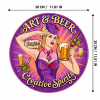 Plaque Métallique Gaufrée Vintage Art Beer Creative Spirits Pinup Girl pour Décoration Murale de Bar, Personnalisable, Fournisseur Direct d'Usine OEM