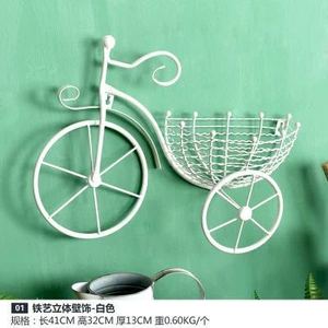 Panier à fleurs mural en fer forgé, style vélo personnalisé, pour la décoration de la maison, du salon ou du balcon - Product Image 3