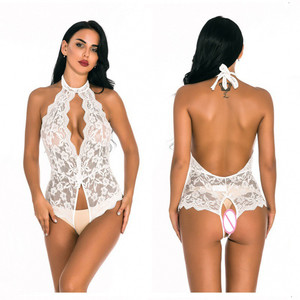 Chemise de nuit pour femmes, body en dentelle sans entrejambe, lingerie sexy à entrejambe ouvert - Product Image 5