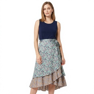 2 Layer Women's Casual Mini <b>Silk</b> Wrap Boho Gypsy Reversible <b>Skirt</b> 2pcs Eco-Friendly Breathable Natural Waist Floral All Seasons - Product Image 1