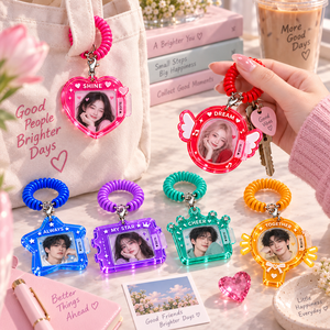 Llaveros de Acrílico Personalizados con Fotos, en Forma de Corazón y Estrella, con Correa para la Muñeca, Impresión Digital, Recuerdo Bonito y Moderno - Product Image 2