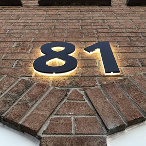 Dấu hiệu thép không gỉ phát sáng trong bóng tối chiếu sáng Kim Loại năng lượng mặt trời LED Nhà Số - Product Image 3