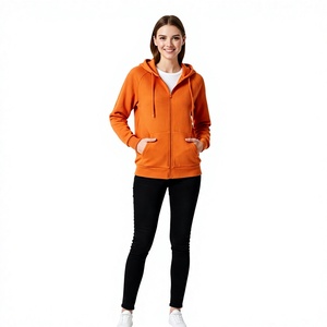 Sweat-shirts à capuche zippés pour femmes, 100 % coton, personnalisables OEM, pour le sport d'hiver, la gym, l'entraînement, la mode, le streetwear décontracté, doublés - Product Image 1