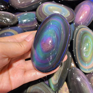 Artigianato in pietra naturale tumble <span class=keywords><strong>Stone</strong></span> arcobaleno ossidiana burattata pietra di palma per la decorazione curativa ornamento AitaJewelry - Product Image 4