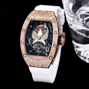 Elegante Reloj Mecánico Automático para Mujer con Forma de Barril, Detalles de Diamantes, Adecuado para Negocios, Ocio, Estilo Lujoso - Product Image 1