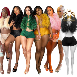 2025 nuovi arrivi pantaloncini da donna <span class=keywords><strong>Sexy</strong></span> Set Top e Shorts in pelliccia sintetica 2 pezzi Set da donna <span class=keywords><strong>Sexy</strong></span> due pezzi in pelliccia - Product Image 2
