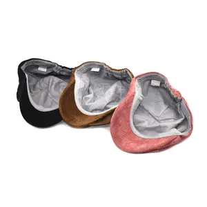 Hiver Couleur Solide Casquette Octogonale Homme Casquette de <span class=keywords><strong>Peintre</strong></span> Britannique Newspaper Boy Hat Women Corduroy Beret - Product Image 3
