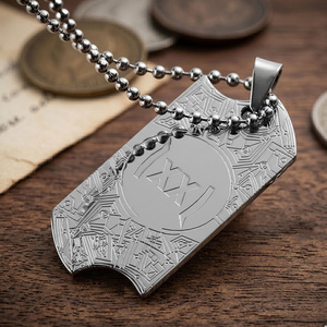 Pendentif Dog Tag Personnalisé Gravé pour <span class=keywords><strong>Homme</strong></span>, Plaqué Argent, Design Technologique Cyber Circuit, <span class=keywords><strong>en</strong></span> Métal pour Accessoires Gamer - Product Image 5