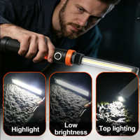 Lampe de travail LED rechargeable pour réparation automobile, avec aimant puissant sur le dessous, idéale pour garage et urgences