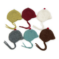 Bonnets d'hiver pour bébé, doux et moelleux, en tricot, avec cache-oreilles et pompon, chauds, colorés et mignons, avec sangle à nouer, pour l'extérieur et la ville, personnalisables avec logo