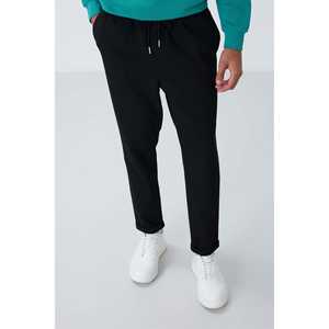 Pantalon de survêtement pour homme noir texturé, coupe standard, taille élastique, respirant, décontracté - Product Image 2