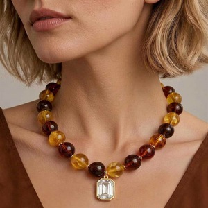 Collares de Cuentas de Resina Gruesas, Gargantillas, Joyería de Otoño, Joyería Western, Regalo para Mujer, Collares de Cuentas Geométricas, Gargantillas - Product Image 4