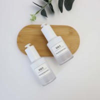 Flacon compte-gouttes en plastique PETG de 50 ml avec dégradé blanc, bouton poussoir, capacité de 1,67 oz, impression sérigraphique