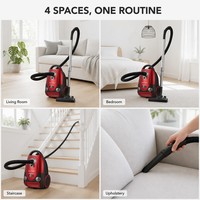 Aspirateur à sac puissant 19Kpa, 4L, filtre HEPA 5 étapes, enrouleur de cordon automatique, idéal pour les poils d'animaux et la maison
