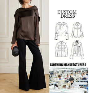 <span class=keywords><strong>Blusa</strong></span> da <span class=keywords><strong>donna</strong></span> a maniche lunghe in seta <span class=keywords><strong>marrone</strong></span> con colletto drappeggiato stampa floreale di moda quotidiana con maniche a canotta decorazione con nappe per l'estate - Product Image 1