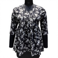 Nouvelle robe courte Kurti vintage à manches 3/4, motif floral, style Jaipur, en coton imprimé à la main, simple et décontractée, excellent prix