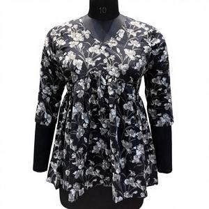 Nuevo Kurti Corto de Algodón con Estampado Floral Estilo Jaipur, Manga 3/4, Diseño Vintage, Estampado a Mano, Vestidos Sencillos e Informales, Excelente Precio - Product Image 1