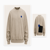 Sweat-shirt à col rond en tissu molletonné avec détail de patch contrastant pour vêtements personnalisés