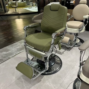 Fauteuil de barbier électrique moderne en cuir durable et écologique, haut de gamme, polyvalent, pivotant à 360 degrés, en acier, pour salon, spa et beauté - Product Image 1