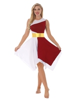 Robe de danse à col rond sans manches pour femmes, vêtements à ourlet asymétrique pour Performance de scène, à la mode