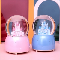 Globe à eau en verre Château de Princesse avec lumières colorées, cadeau d'anniversaire pour filles