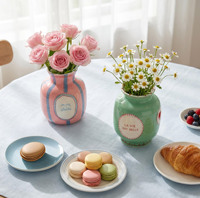 Vases en céramique peints à la main, 2 pièces, décoration rétro style ferme française, parfaits pour la maison, le bureau et les cadeaux de mariage/Saint-Valentin