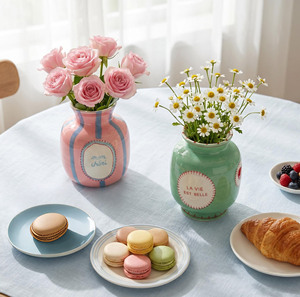 Vases en céramique peints à <span class=keywords><strong>la</strong></span> main, 2 pièces, décoration rétro style ferme française, parfaits pour <span class=keywords><strong>la</strong></span> maison, le bureau et les cadeaux de mariage/Saint-Valentin - Product Image 6