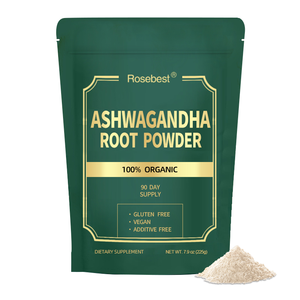 Rosebest Groothandel Bulk Natuurlijk 100% Biologisch <span class=keywords><strong>Ashwagandha</strong></span> Wortel Extract Poeder Supplement in Zakjes Ondersteunt Stressverlichting en Slaap - Product Image 1