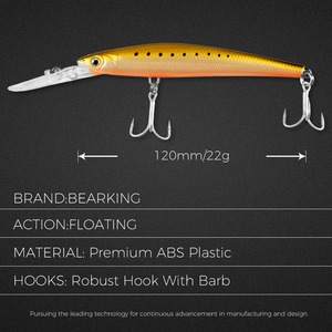 Bearking Dài Cast Dài Lip 12Cm Chiều Dài Của Cơ Thể 22G Nổi Minnow New Top Mồi Câu Cá Nước - Product Image 5