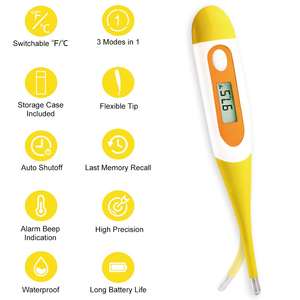 Thermomètre numérique LCD médical alarme sonore bébé adulte oral oreille corps bras fièvre - Product Image 2