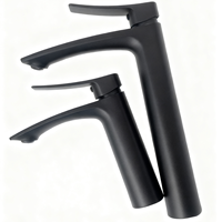 Robinet de lavabo de salle de bain monocommande en alliage de zinc noir au design classique moderne, avec cartouche céramique et mitigeur eau chaude/froide 1