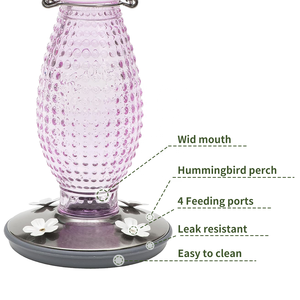 Mangeoire à colibris de meilleure qualité Mangeoire à colibris en verre à poignée ferme avec 4 ports d'alimentation - Product Image 5