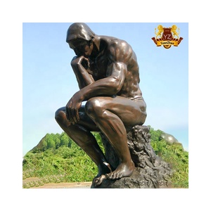 Scultura da giardino all'aperto decorazione bronzo uomo che pensa statua a grandezza naturale figura pensatore uomo scultura in bronzo statua