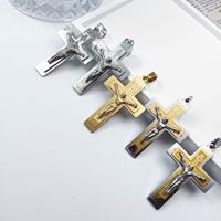 Bijoux punk, accessoires en acier inoxydable SDA, collier avec pendentif croix de Jésus multicolore, cadeaux pour femmes et hommes