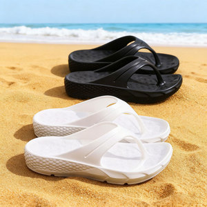 Sandalias de Playa Antideslizantes para Hombre, Diseño de Una Pieza, Cómodas para Caminar, Color Negro - Product Image 2