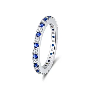 RINNTIN SR187时尚饰品热卖925纯银永恒钻石戒指全圆形立方锆石戒指