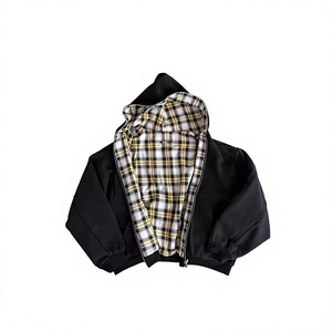 Sudadera con Capucha para Hombre, Diseño a Cuadros con Parches, Corte Regular, Informal, de Algodón Tejido, para Otoño - Product Image 1