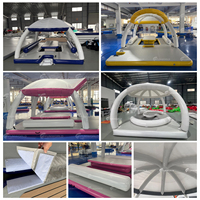 Plataforma Flotante Inflable Resistente para Agua, con Toldo para Protección Solar, para Lago
