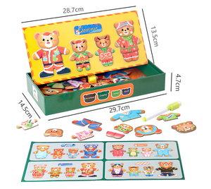 Nouveauté 2026 : Ours <span class=keywords><strong>de</strong></span> Noël en bois pour enfants, jeu <span class=keywords><strong>de</strong></span> change <span class=keywords><strong>de</strong></span> vêtements, jouets éducatifs Montessori pour l'apprentissage du dessin, pour filles - Product Image 6