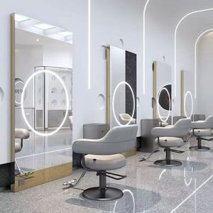 Modern Luxury Hair Salon Furniture <b>Set</b> <b>Square</b> Oval Mirrors for Barbershops Malls Factory Design Light Duty Sober Glass Great - Product Image 3