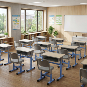 Modern Style Commercial Schooling Student Metal Adjustable <b>Study</b> <b>Desk</b> and Chair ST-208D <b>Study</b> <b>Desk</b> and Chair ST-208D - Product Image 1
