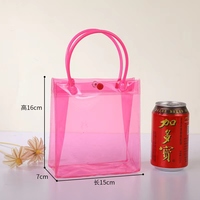 Sac cadeau haut de gamme en PVC rose transparent, imperméable et transparent, pour emballage de courses et articles de fête