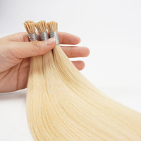 Bellecode Cheveux chinois double trame, pointes en kératine I Tip, 100% cheveux humains vierges Remy, fusion, couleur blond doré clair pour salon