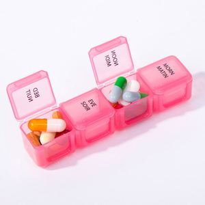 กล่องใส่ยาแบบพกพา ปลอดสาร BPA สำหรับจัดยาประจำสัปดาห์ 4 ครั้งต่อวัน กล่องเก็บยาประจำเดือน - Product Image 4