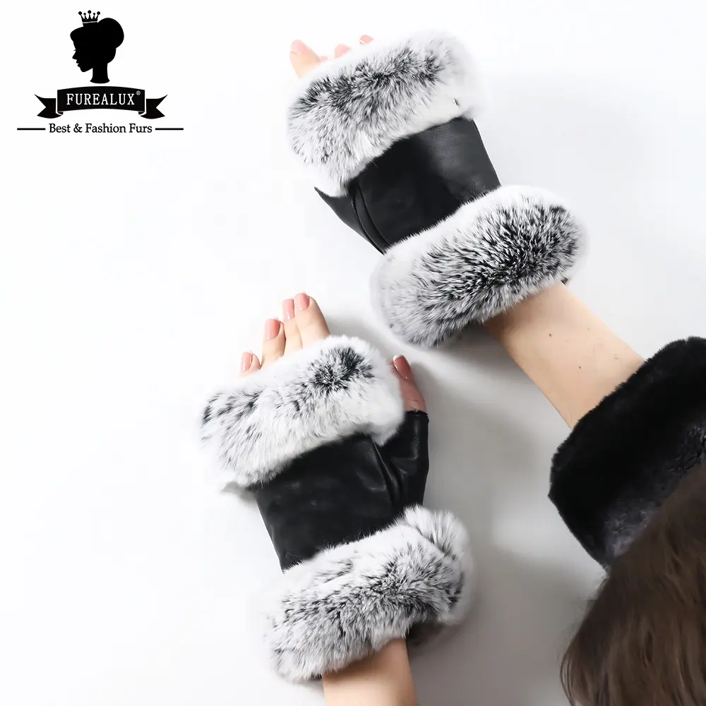 2024 Women's Real Fur Gloves Natural Rex Rabbit Fur Glove Jackets Winter Warm Slim Women Coat Top New Fashion